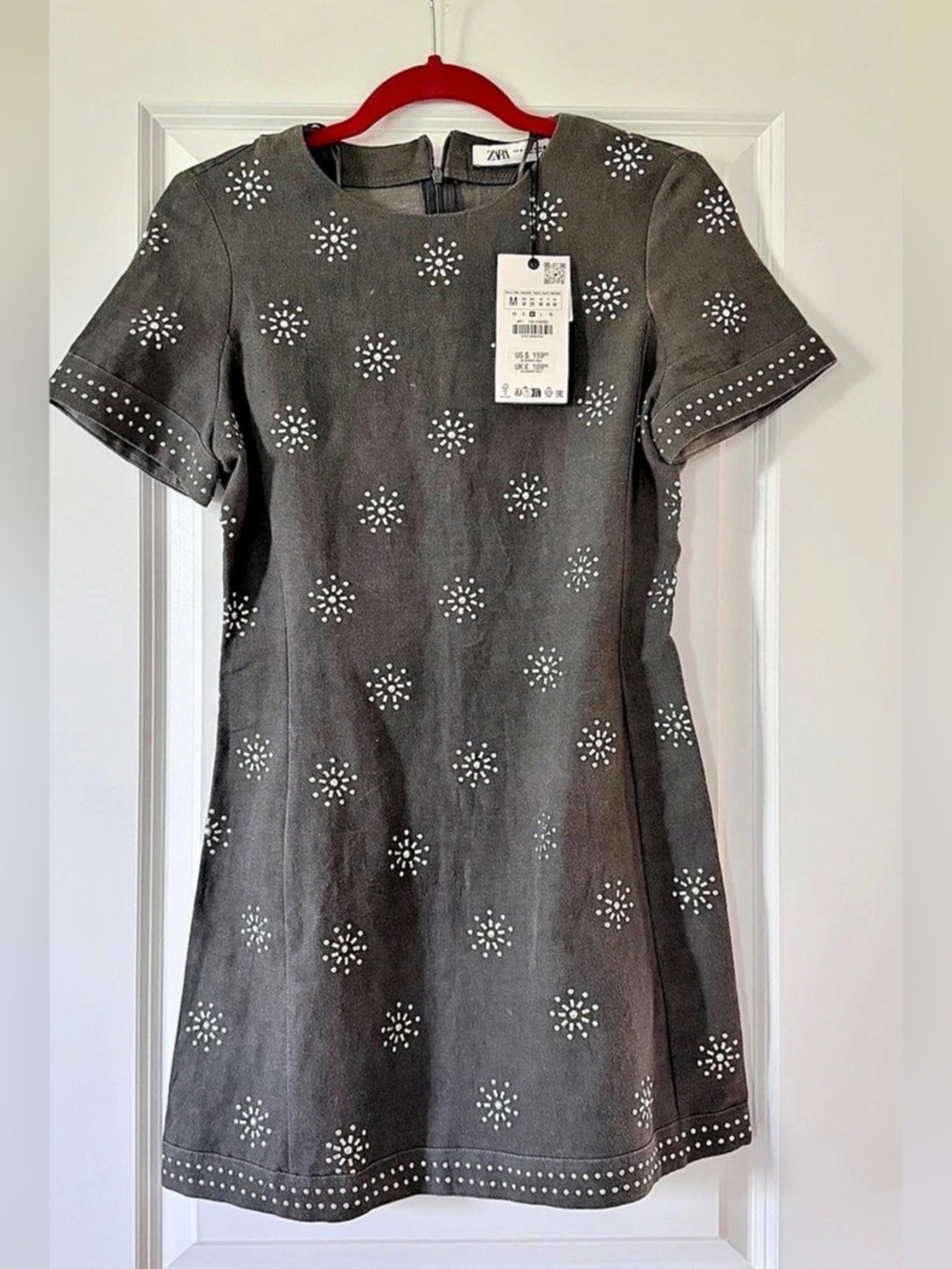 Zara Embellished Mini Dress in Gray Size Medium NWT
